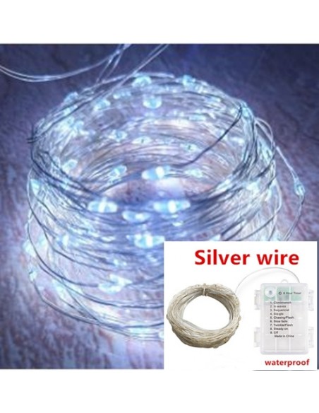 Filo Micro Led Bianco 10 mt a batteria