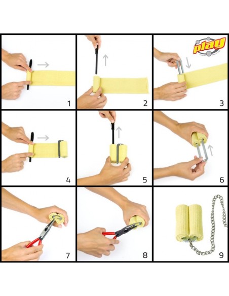 Fire Poi Catene di Fuoco Poseidon con Pomello - kevlar 50/70/100 cm