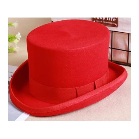 Cilindro Classico Lana Stile Vittoriano Rosso